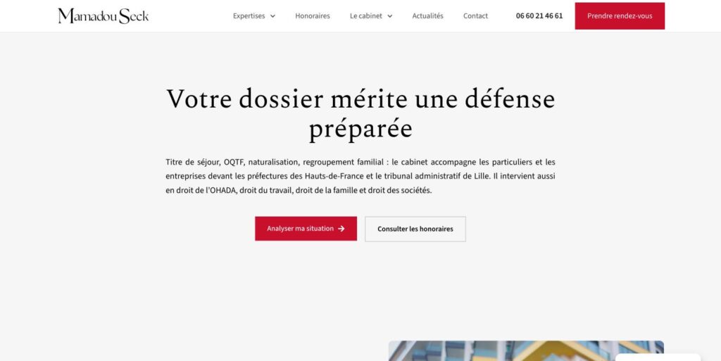 Capture d’écran du site du cabinet de Me Mamadou Seck